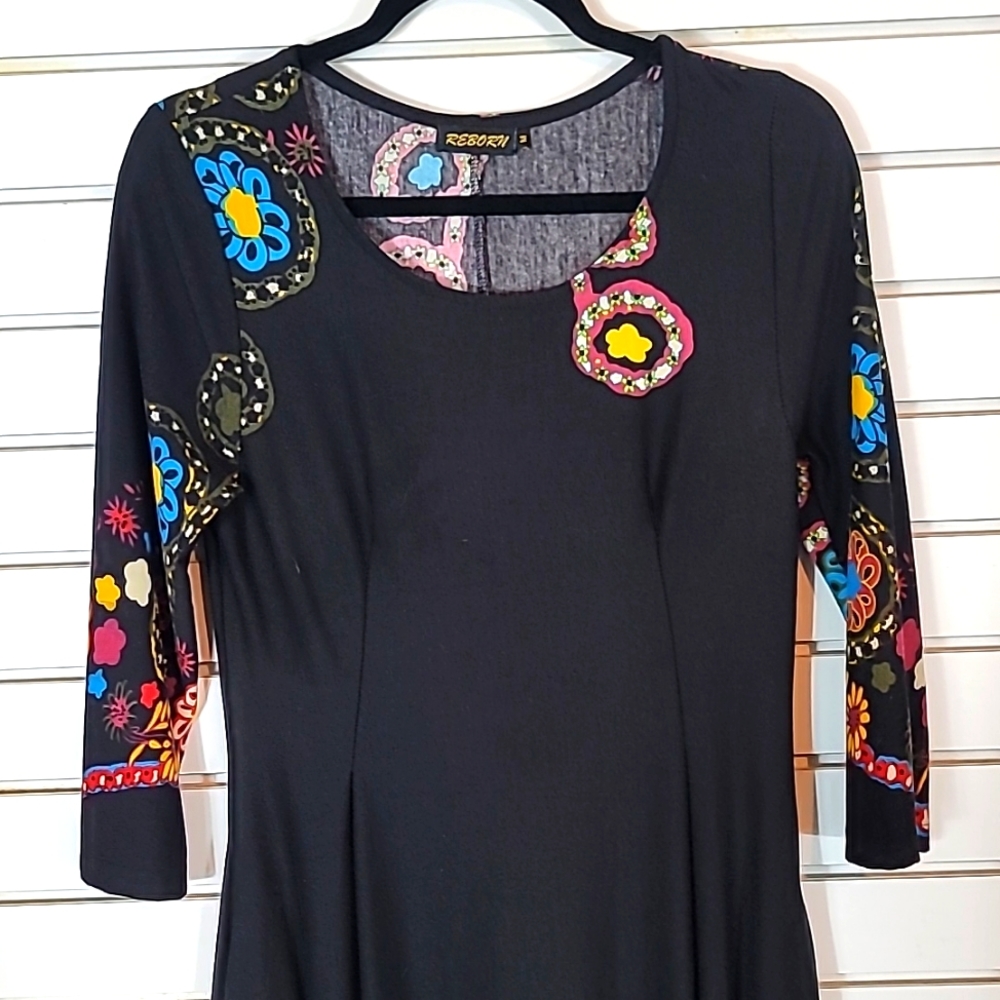 Reborn Black Floral Dress Medium